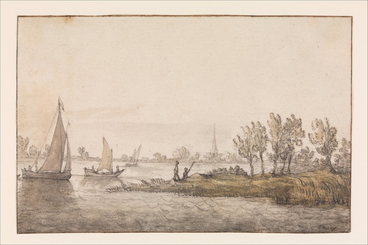 Folyóparti táj vitorlásokkal alkotó: Aelbert Cuyp