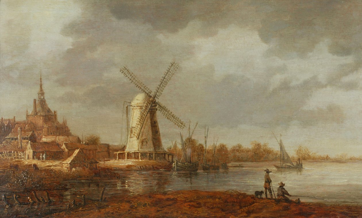 Folyói jelenet Dordrecht kilátással (olaj, panel) alkotó: Aelbert Cuyp