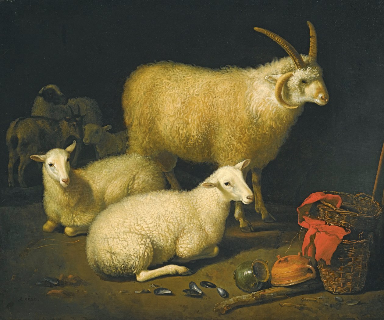 Birkák az istállóban alkotó: Aelbert Cuyp