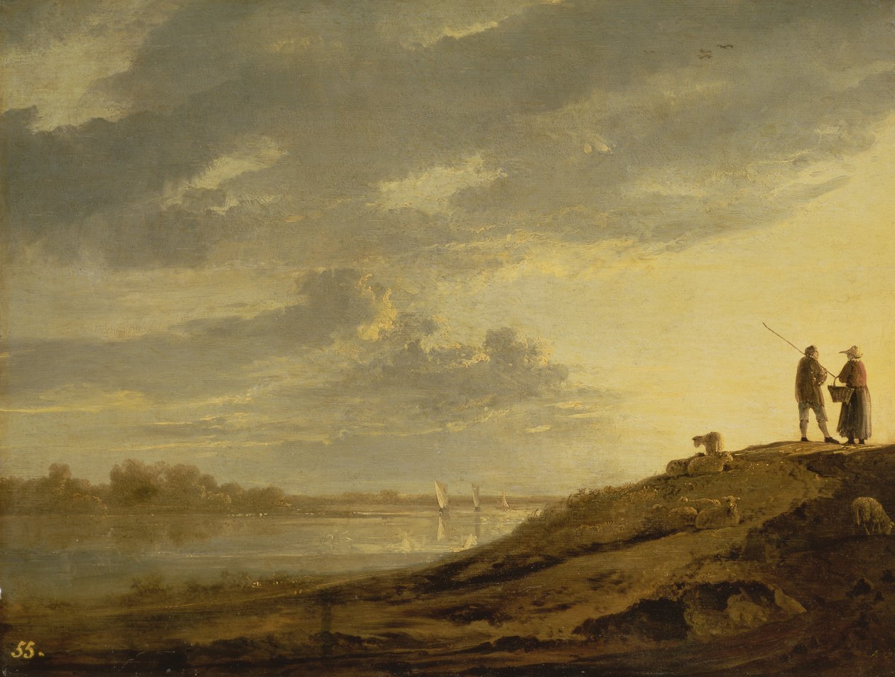 Naplemente a folyó felett, 1650-es évek (panel) alkotó: Aelbert Cuyp