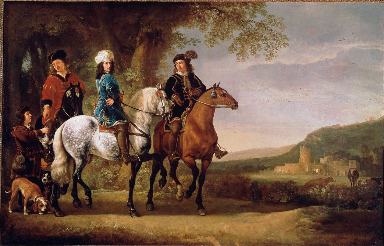 A holland nemesek lóháton sétálnak. Albert (Aelbert vagy Aelbrecht) Cuyp (1620-1691) festménye 17. század V. 119x152,5 cm Párizs, Louvre múzeum alkotó: Aelbert Cuyp