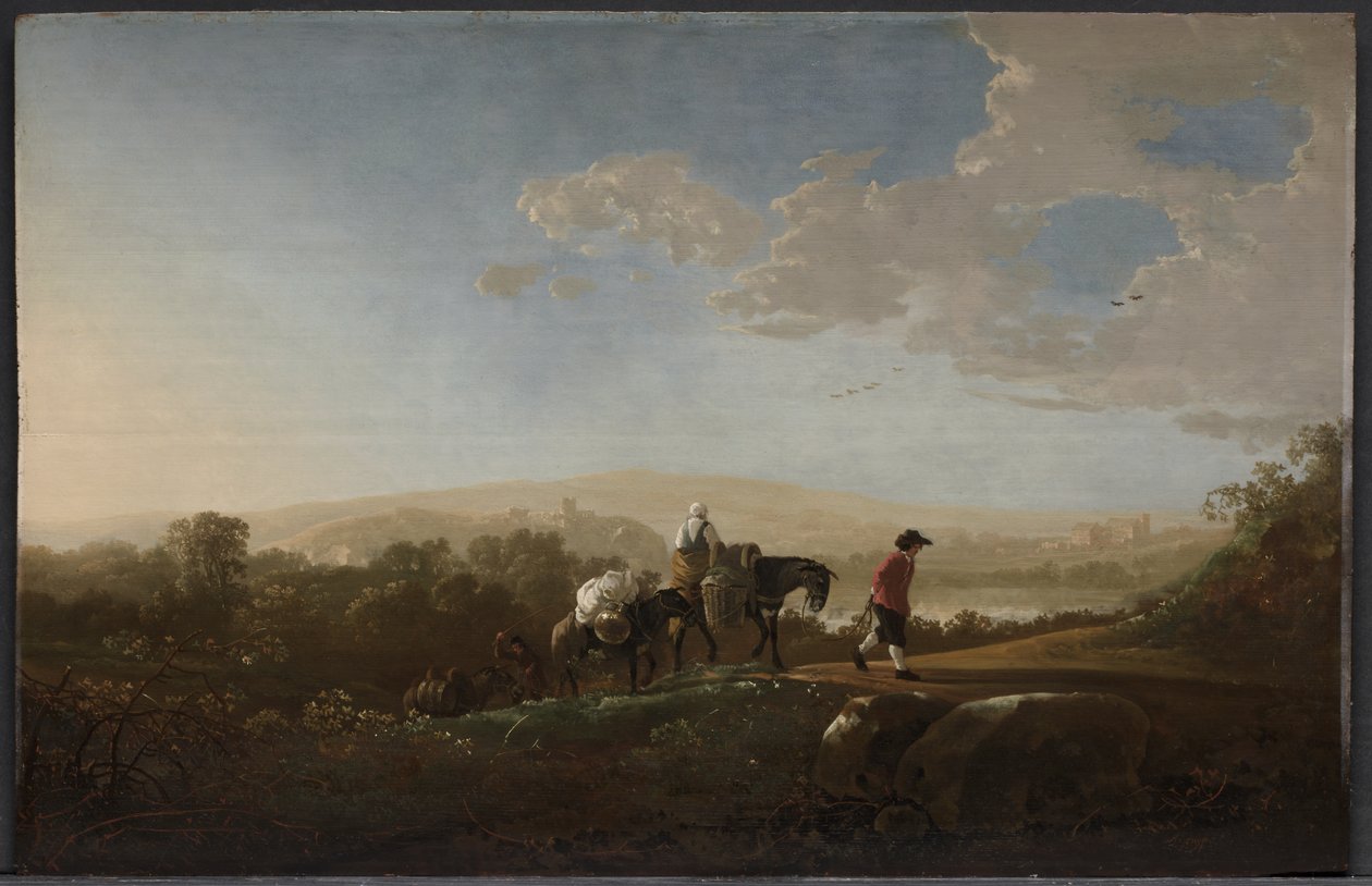 Utazók a dombos vidéken alkotó: Aelbert Cuyp