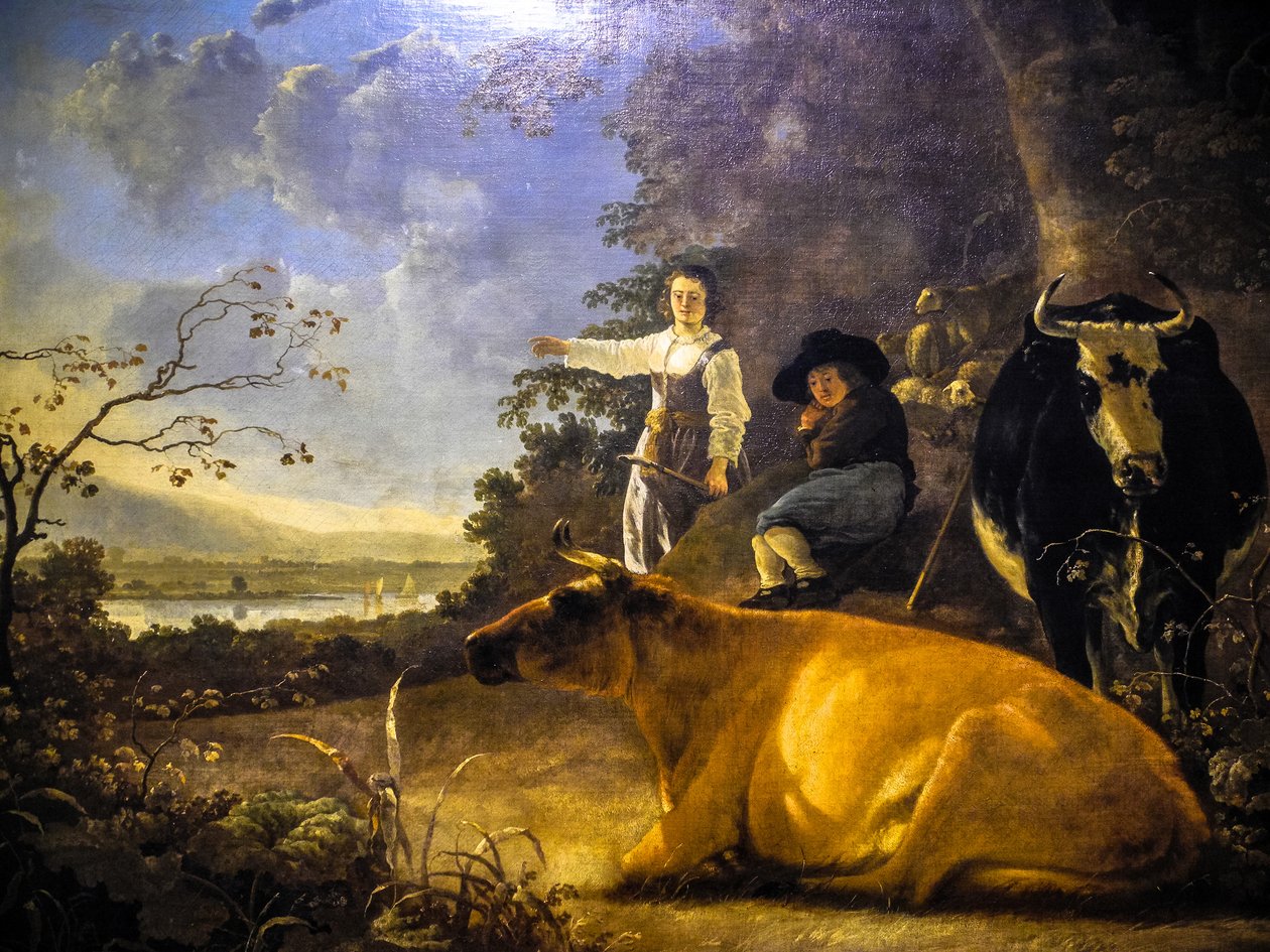 Két tehén egy pásztorral és egy pásztorlánnyal alkotó: Aelbert Cuyp
