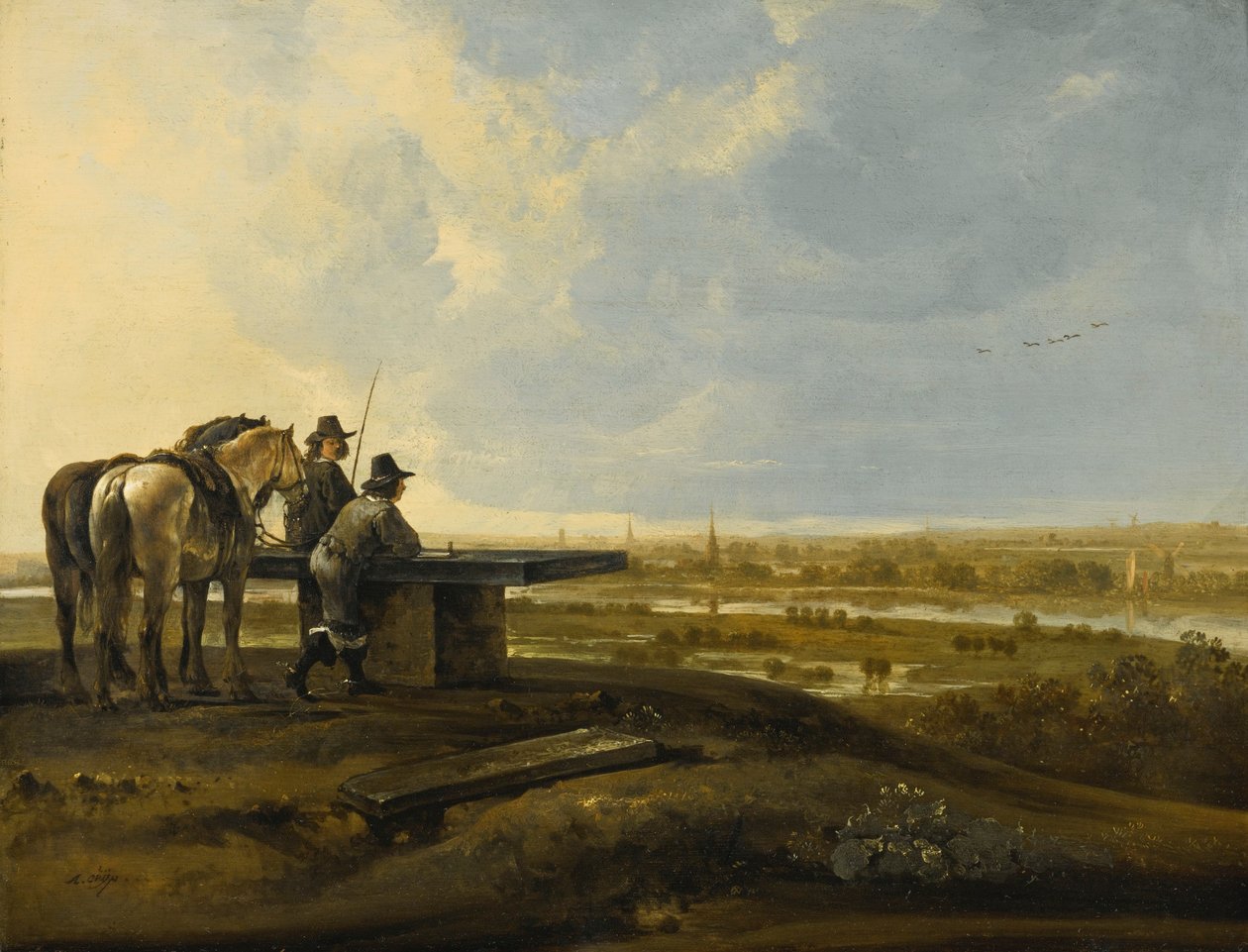 Két lovas a hegygerincen alkotó: Aelbert Cuyp