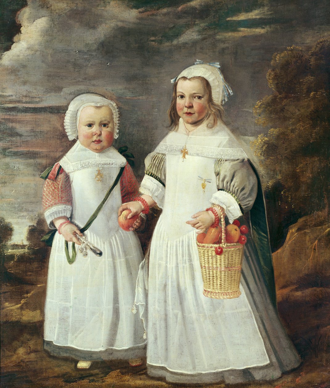 Két fiatal lány egy tájban alkotó: Aelbert Cuyp