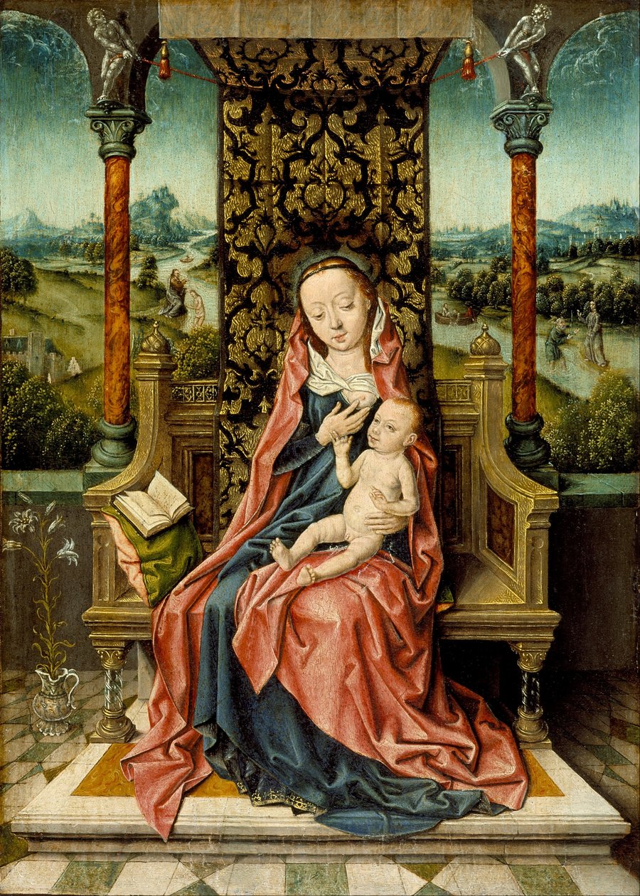 Madonna és gyermeke trónolva alkotó: Aelbrecht Bouts
