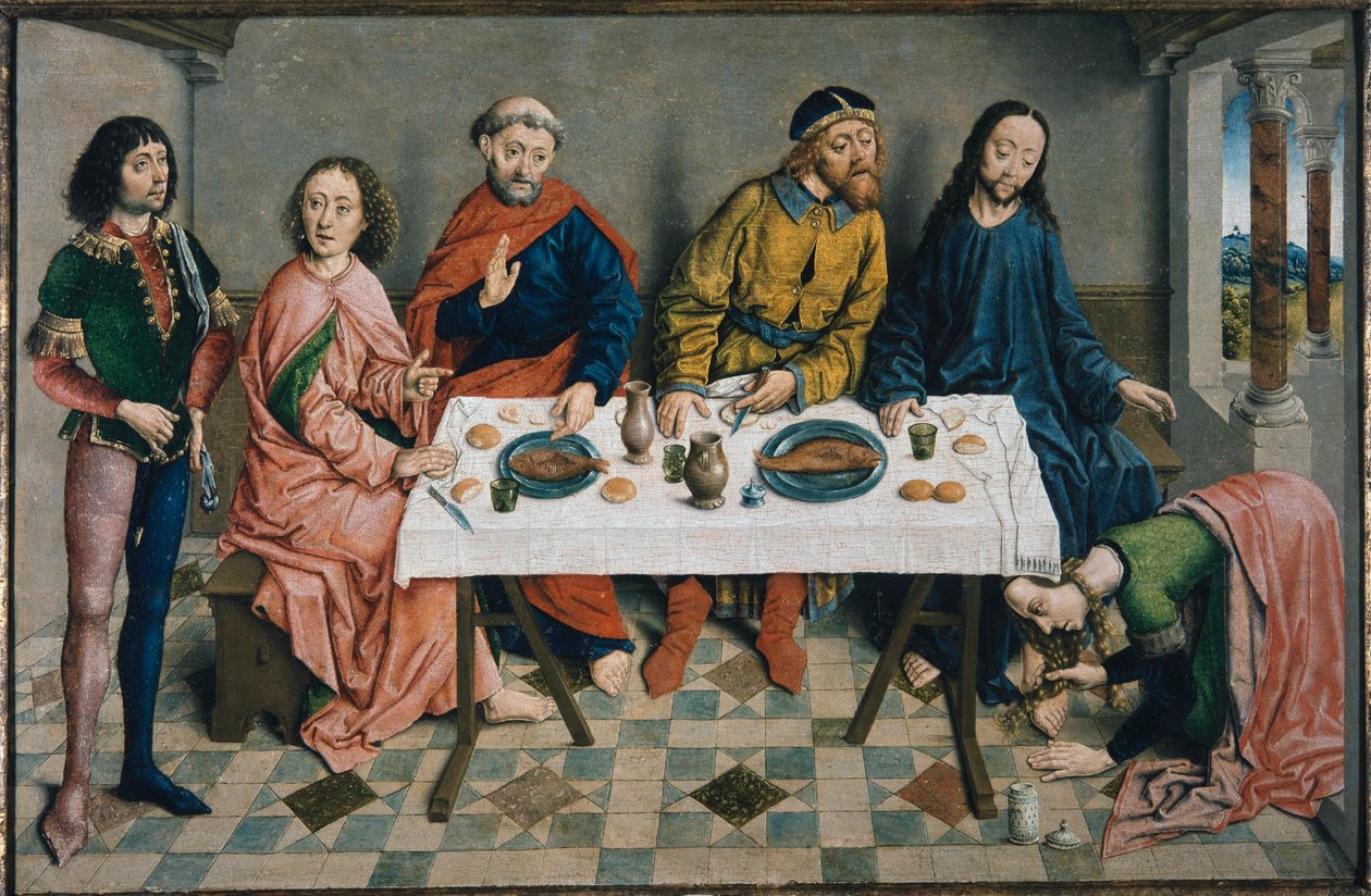 Krisztus Simon farizeus házában, c. 1490. alkotó: Aelbrecht Bouts