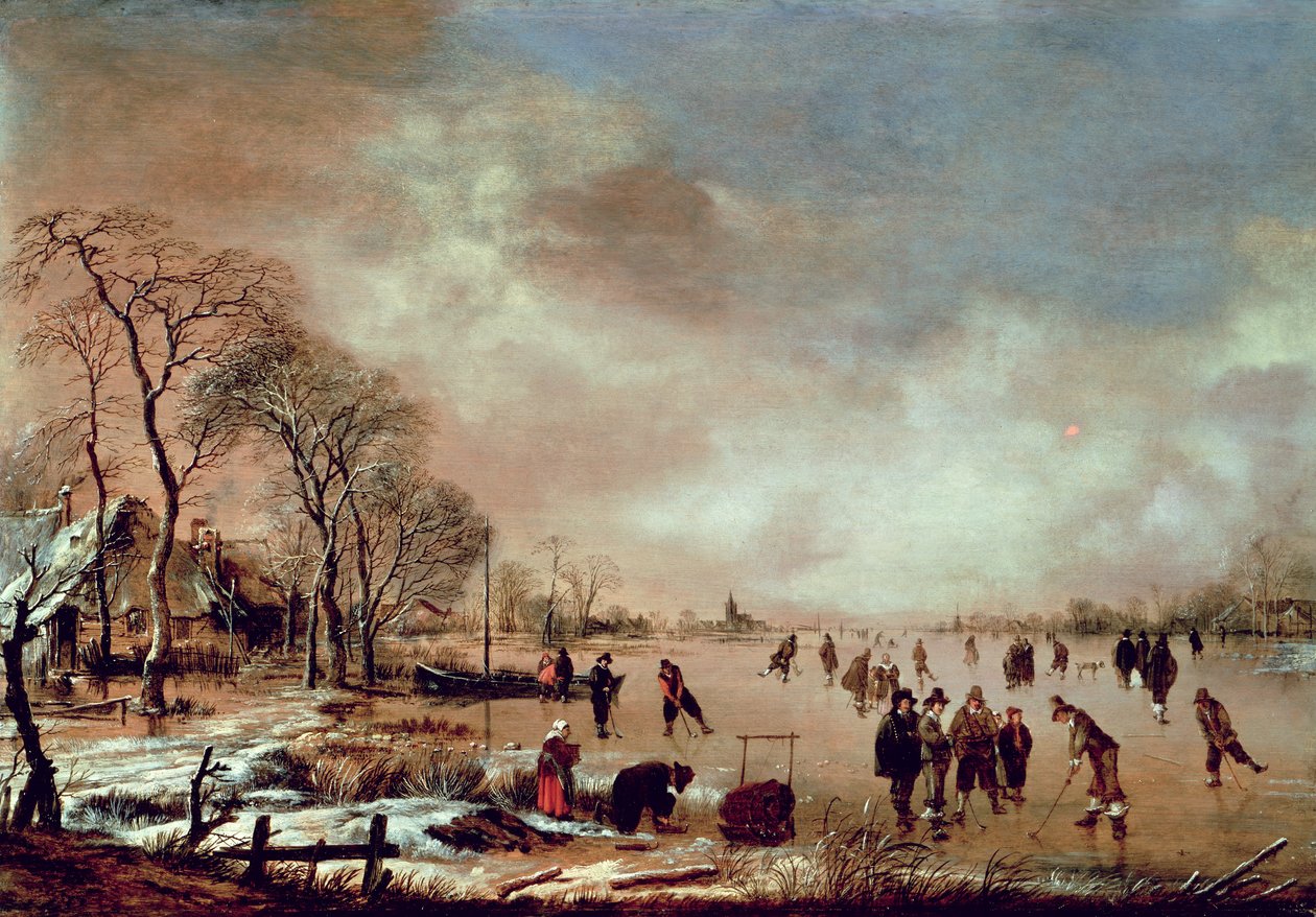 Befagyott csatorna jelenet alkotó: Aert van der Neer