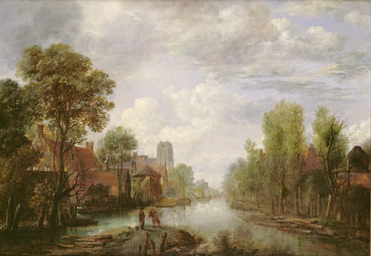 Táj csatornával (panel) alkotó: Aert van der Neer