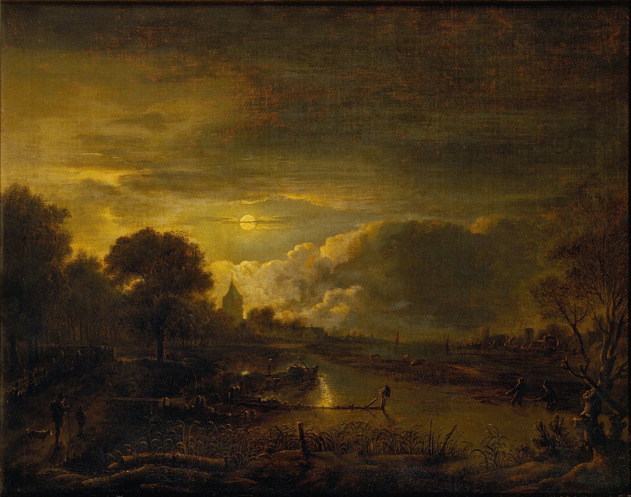 Folyó jelenet holdfényben alkotó: Aert van der Neer