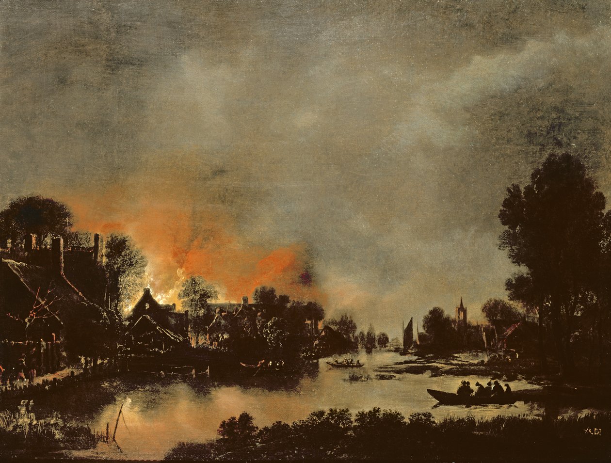 A falu lángokban áll alkotó: Aert van der Neer