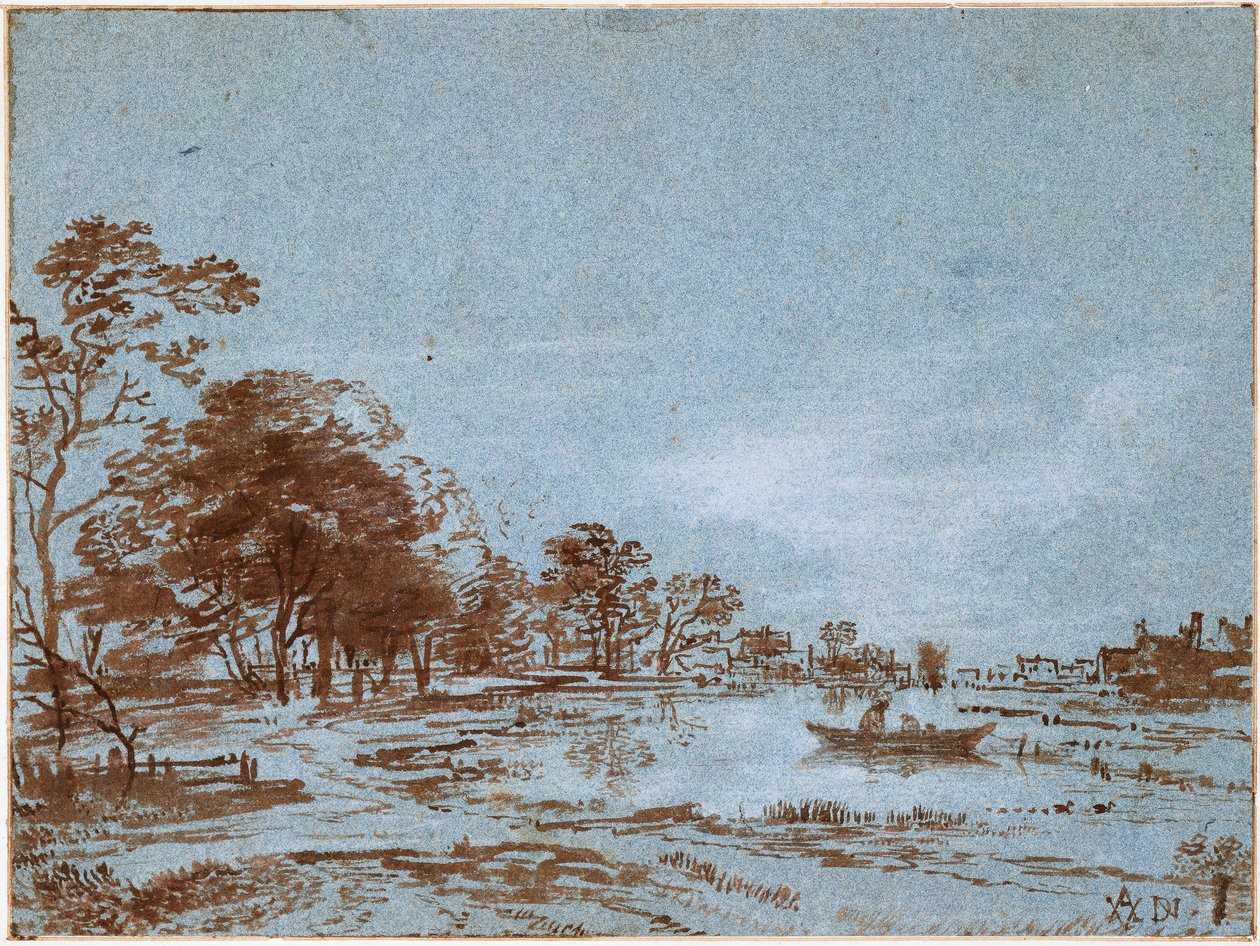 Folyói táj Holdfény által, c. 1650-1660 alkotó: Aert van der Neer