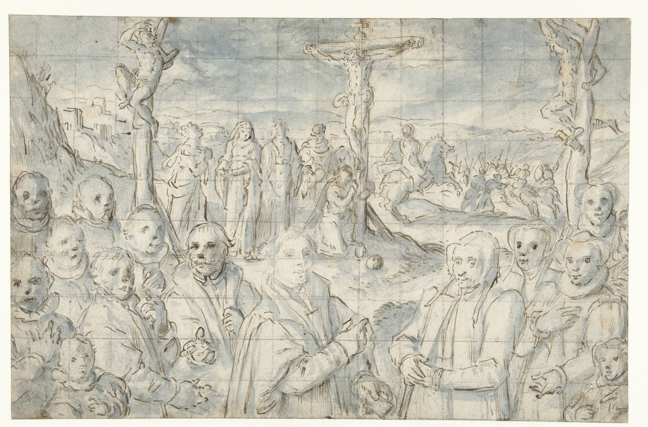 Keresztre feszítés egy alapítóval és családjával alkotó: Aert Pietersz.