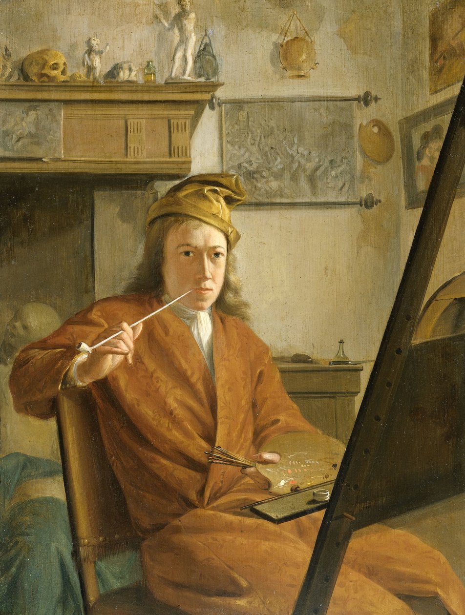 Egy festő portréja, talán maga a művész alkotó: Aert Schouman (attributed to)