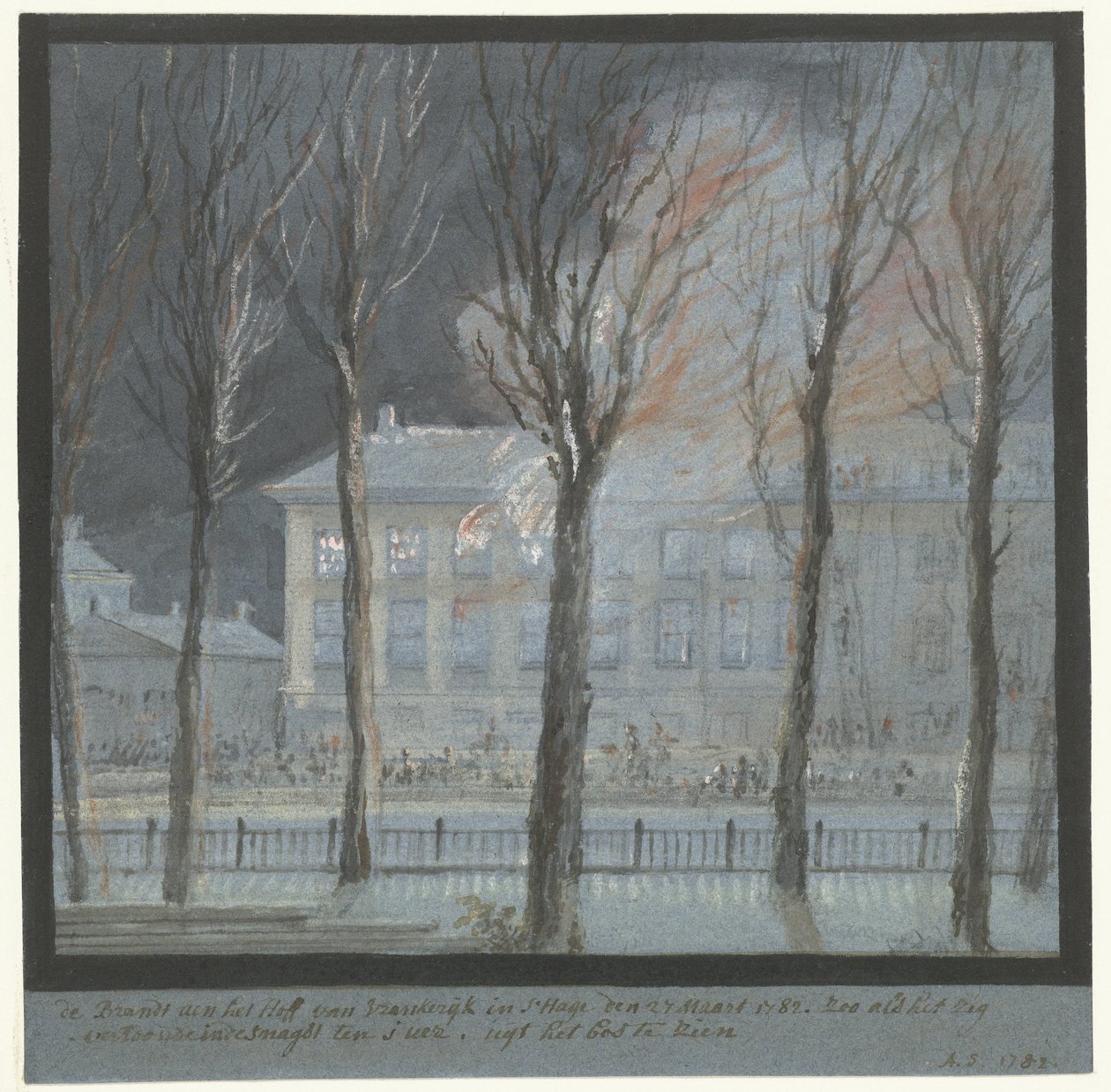 Tűz a francia nagykövet hágai házában, 1782. március 27-én alkotó: Aert Schouman