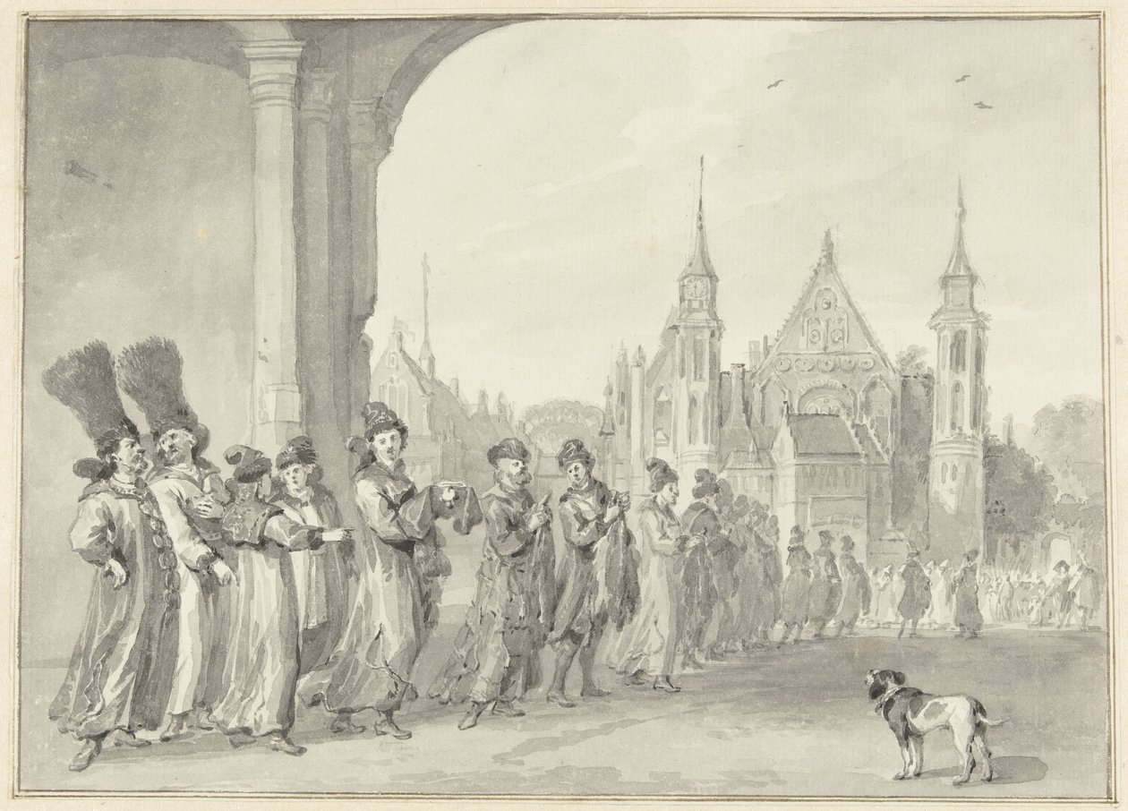 A moszkvai cár nagykövetsége úton a hágai államgyűlésre, 1631. november 4. alkotó: Aert Schouman