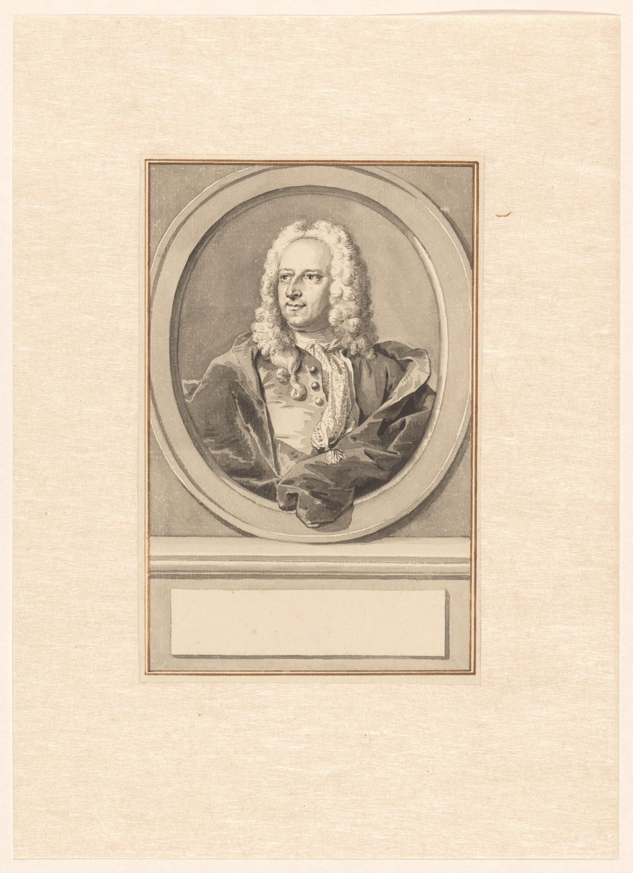 Abraham van Hoey portréja, ovális, bal oldalon alkotó: Aert Schouman