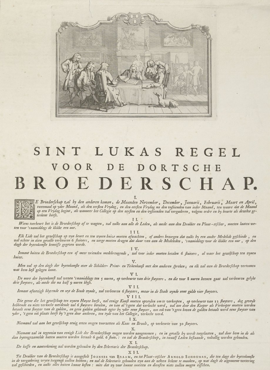 A dordrechti Szent Lukács céh szabályzata, 1736 alkotó: Aert Schouman