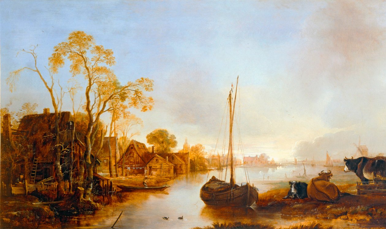 Egy csatorna széle Hollandiában ... alkotó: Aert van der (after) Neer