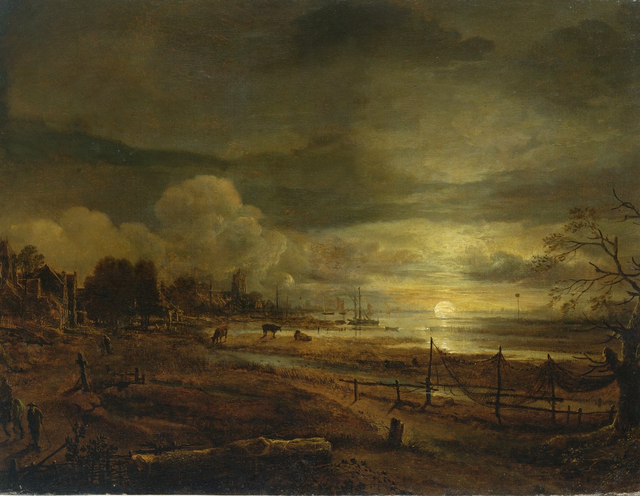 Csatorna Moonrise-nál alkotó: Aert van der Neer