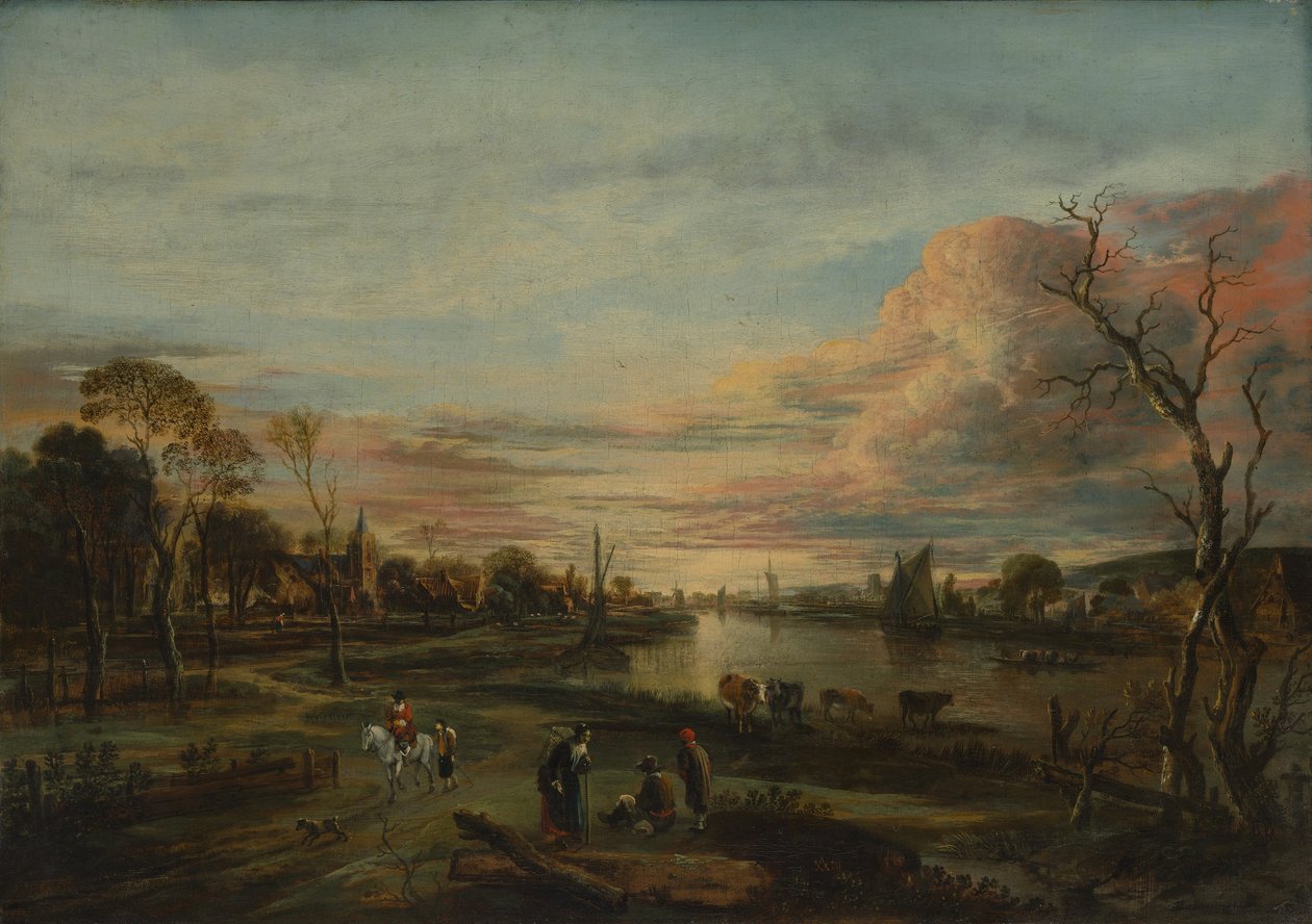 Táj naplementekor, 1650-es évek. alkotó: Aert van der Neer