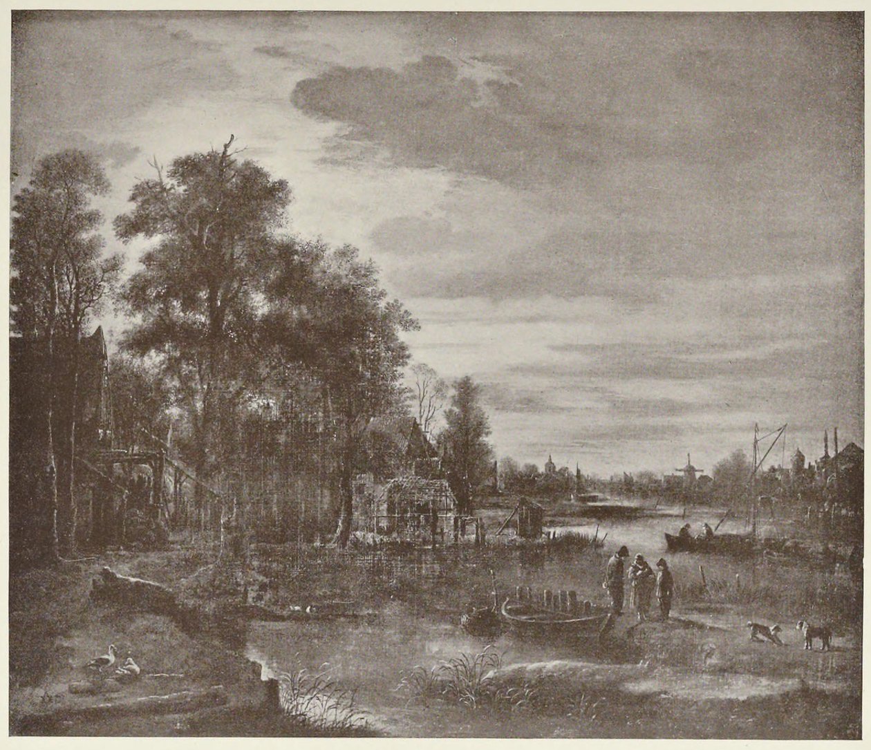 Holdfény folyó tájkép figurákkal alkotó: Aert van der Neer