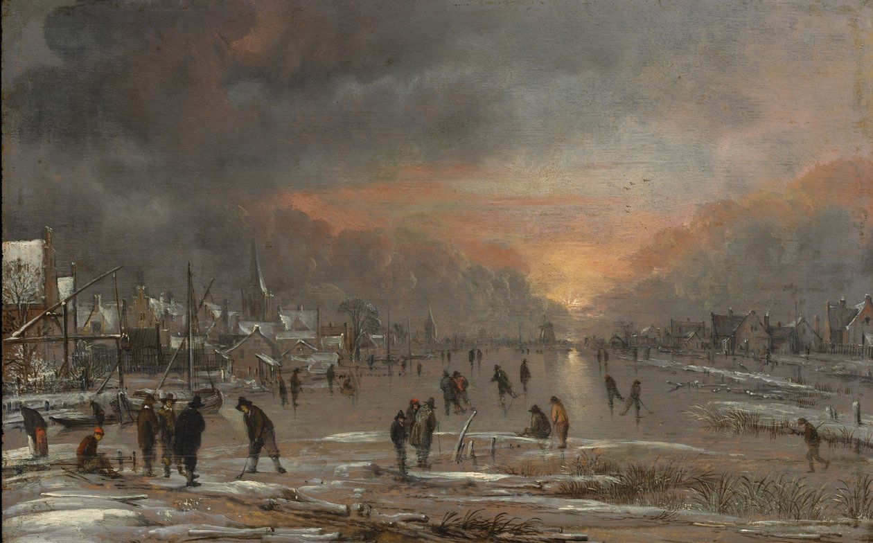 Sport a befagyott folyón, 1660 körül (olaj, fa) alkotó: Aert van der Neer