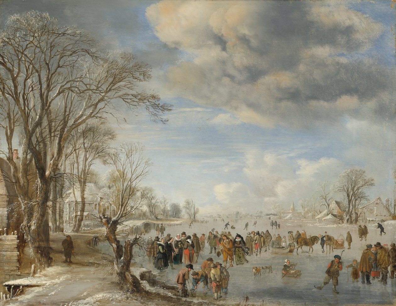Tél Hollandiában, korcsolyázási jelenet, 1645 alkotó: Aert van der Neer