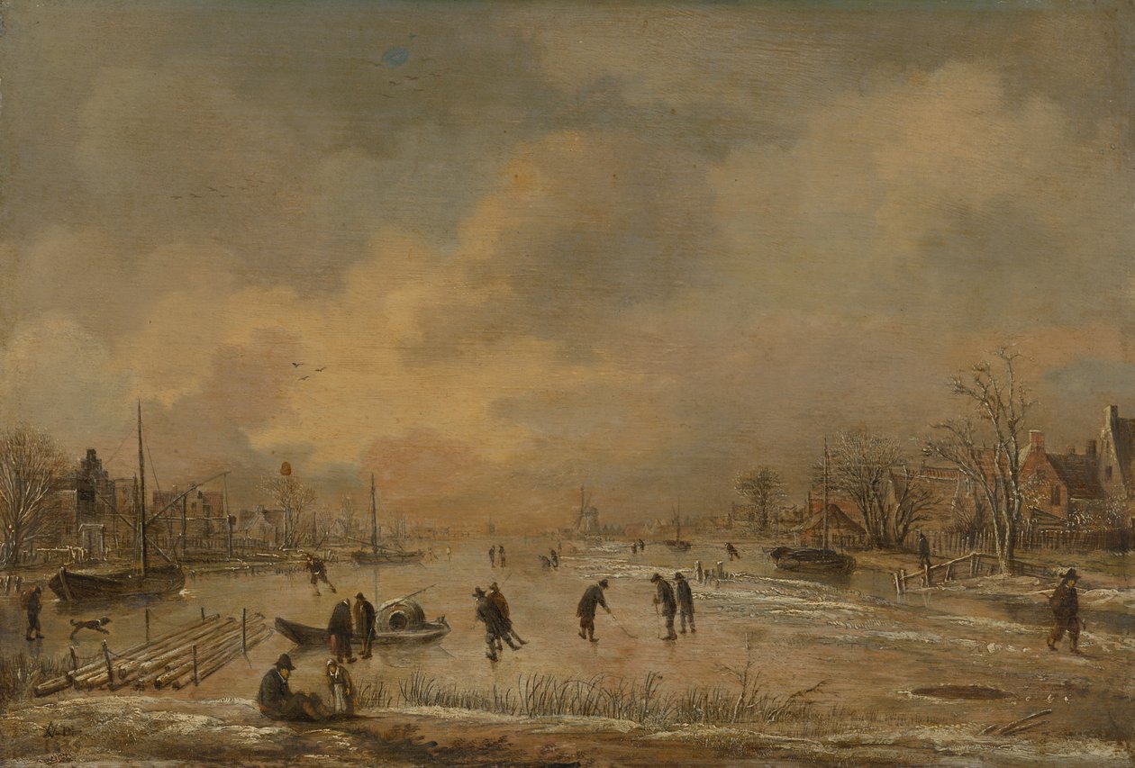 Téli táj házakkal alkotó: Aert van der Neer