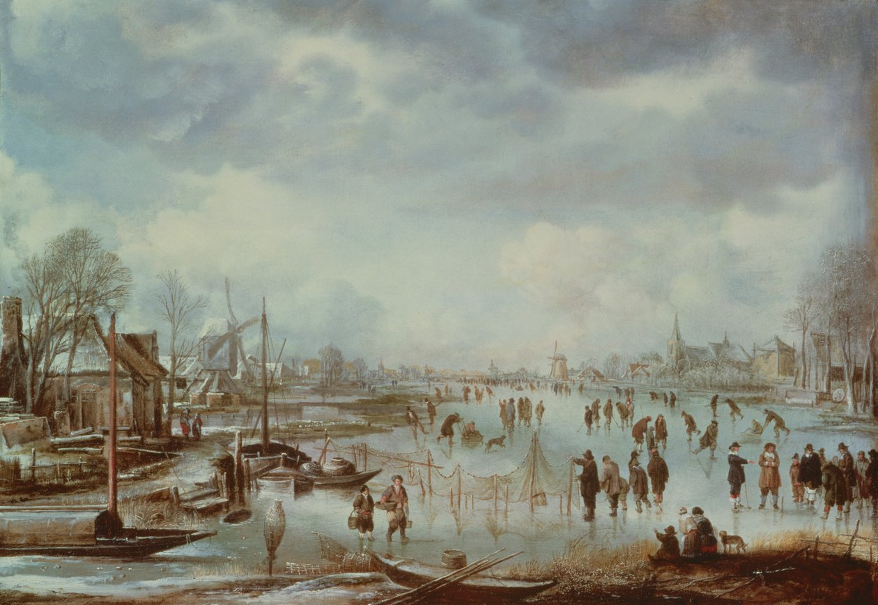 Téli jelenet műkorcsolyázással alkotó: Aert van der Neer