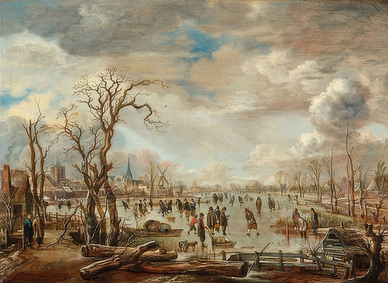 Téli táj jég öröm. 1655 körül alkotó: Aert van der Neer