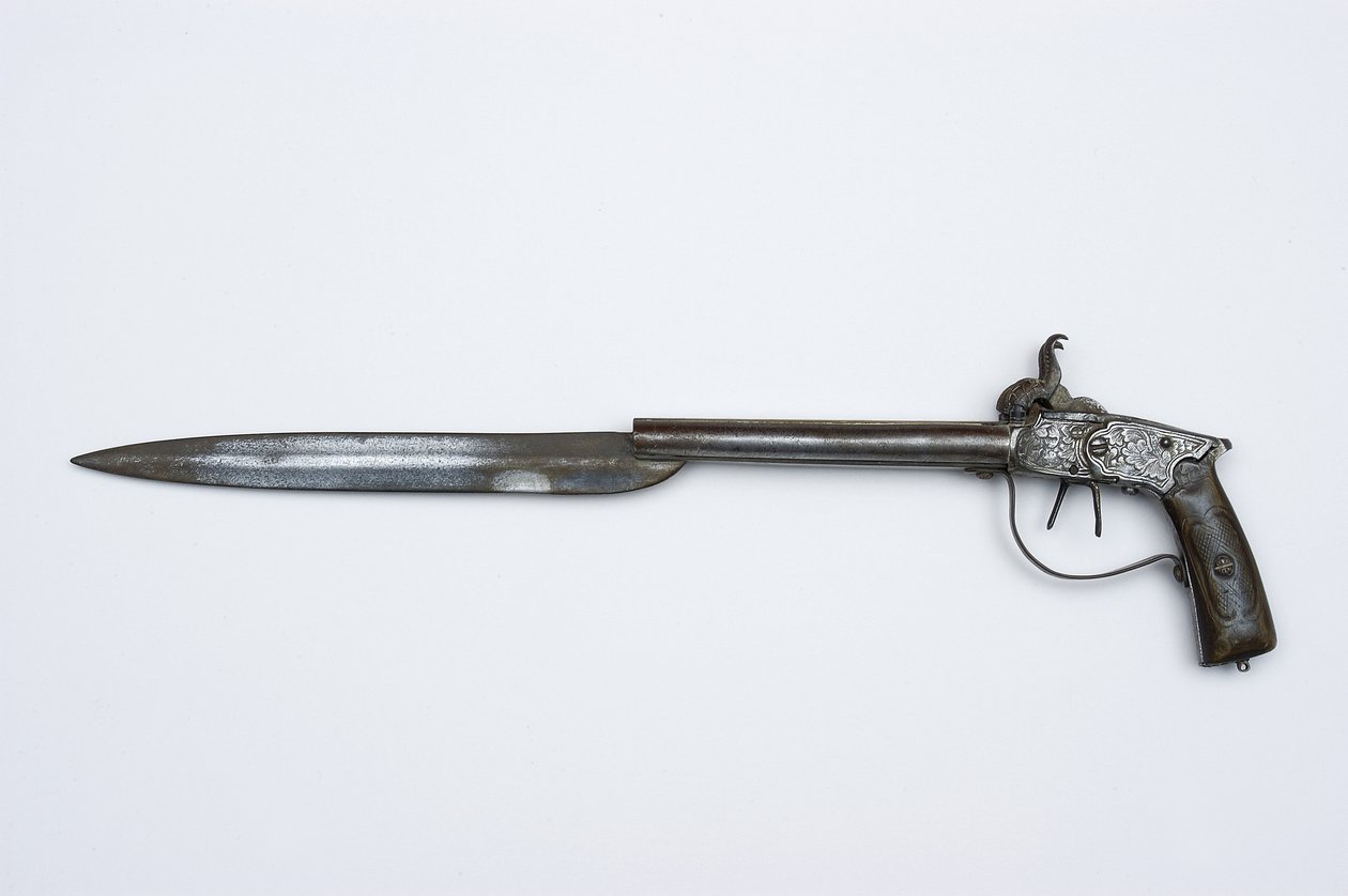Dupla csövű ütős pisztoly, 1840 körül (acél, sárgaréz és kürt) alkotó: African