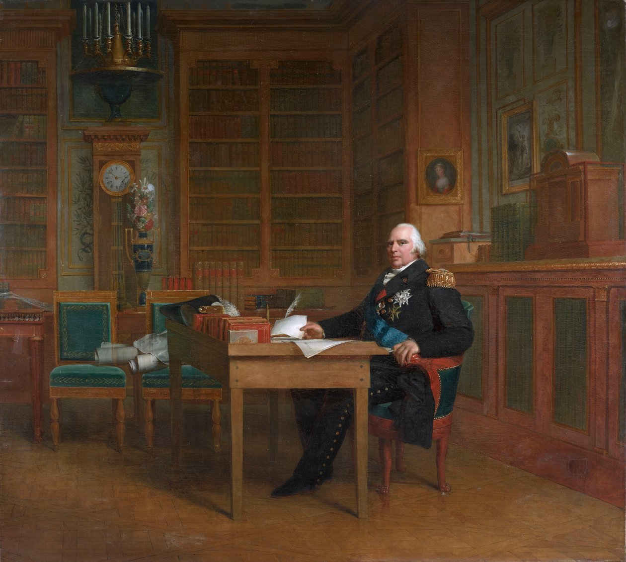 XVIII. Lajos király a Chartán elmélkedik, íróasztalánál ül a Tuileries-palotában alkotó: After François Gérard