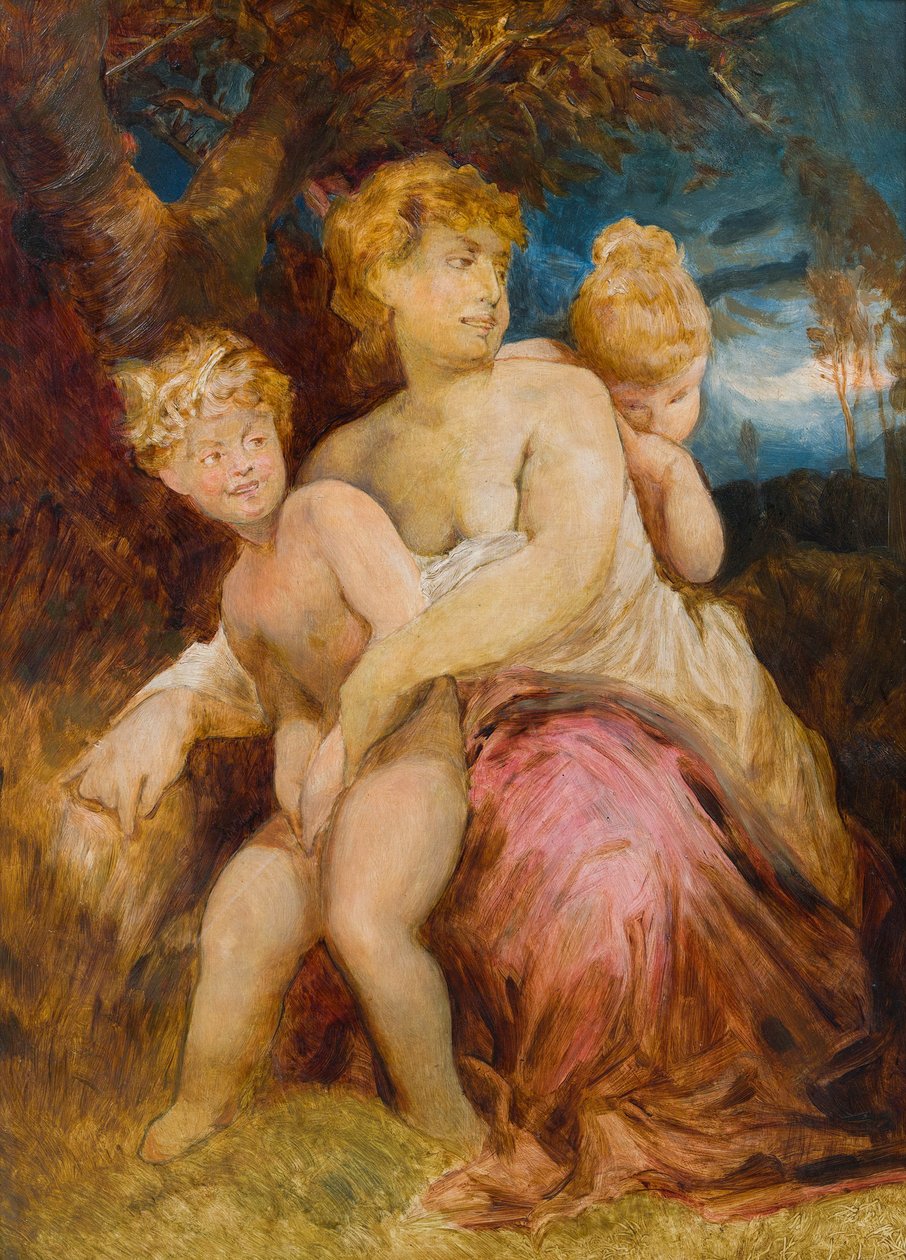 Nimfa gyerekekkel alkotó: After Hans Makart