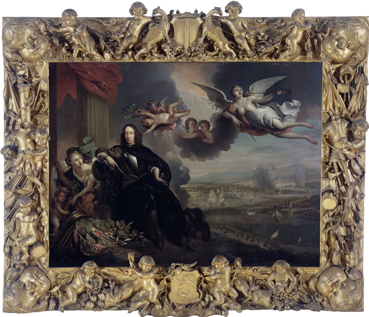 Cornelis de Witt apoteózisa, a Chatham razziával a háttérben alkotó: After Jan de Baen