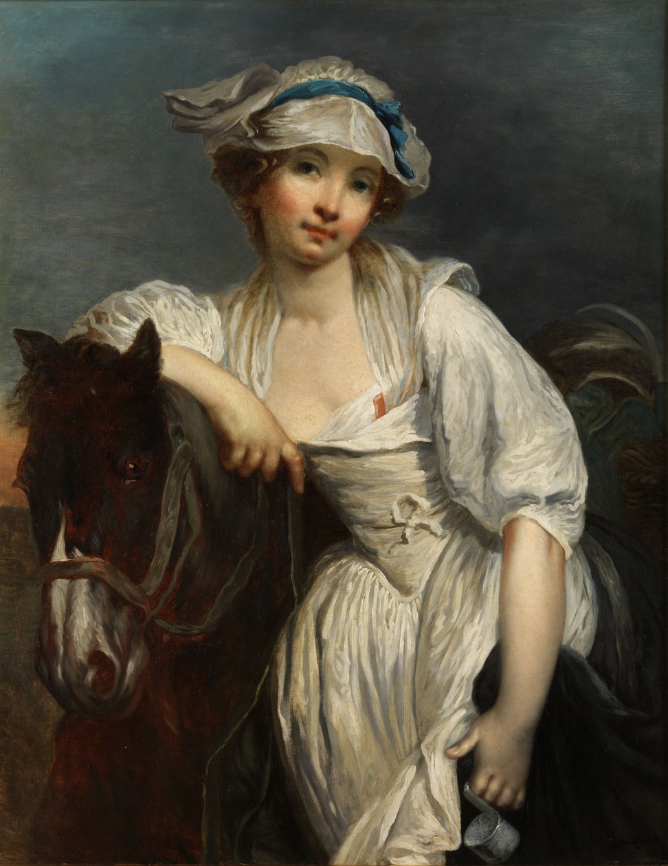 Fiatal lány egy ló nyakának támaszkodva alkotó: After Jean Baptiste Greuze