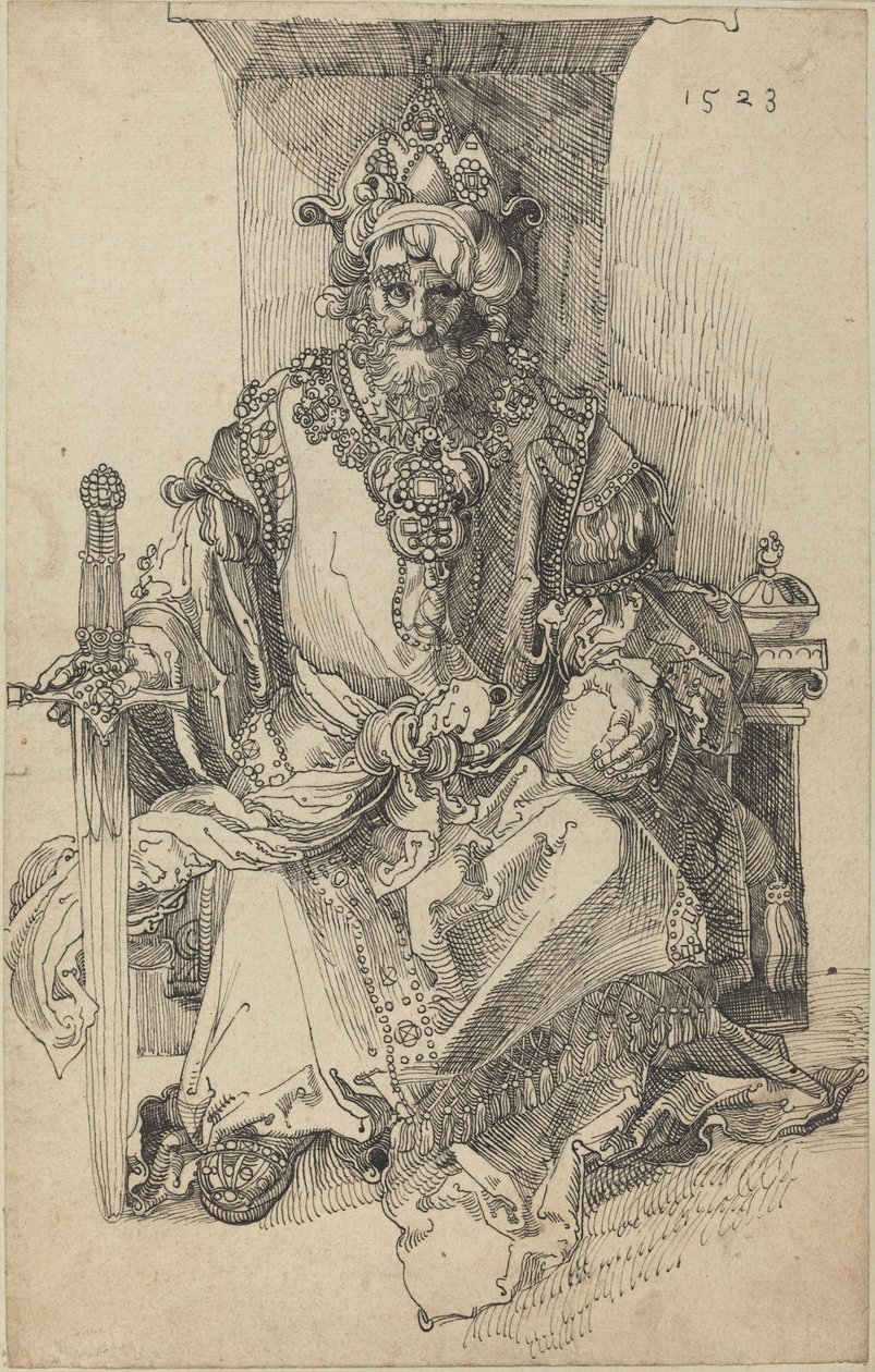 Egy keleti uralkodó a trónján ül alkotó: After Albrecht Dürer