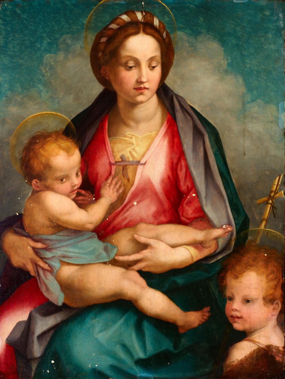 Madonna és gyermeke Szent Jánossal alkotó: Andrea del (after) Sarto