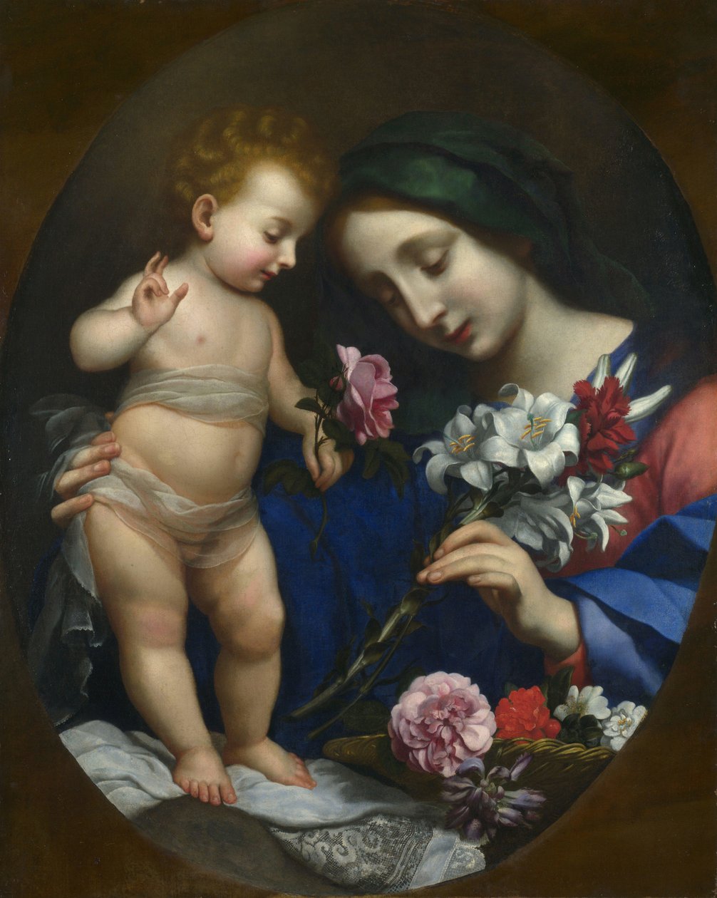 A Szűzanya és gyermeke virágokkal alkotó: after Carlo Dolci