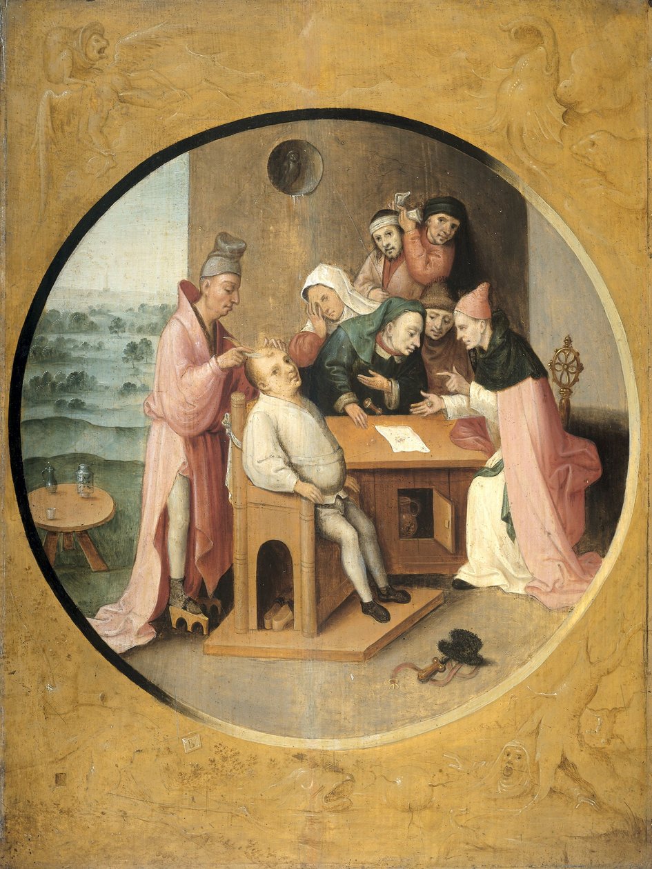 A sziklák eltávolítása a fejből, 1550-1600 körül alkotó: After Hieronymus Bosch