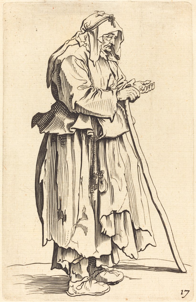 Jótékonysági adományt kapó koldusasszony alkotó: After Jacques Callot