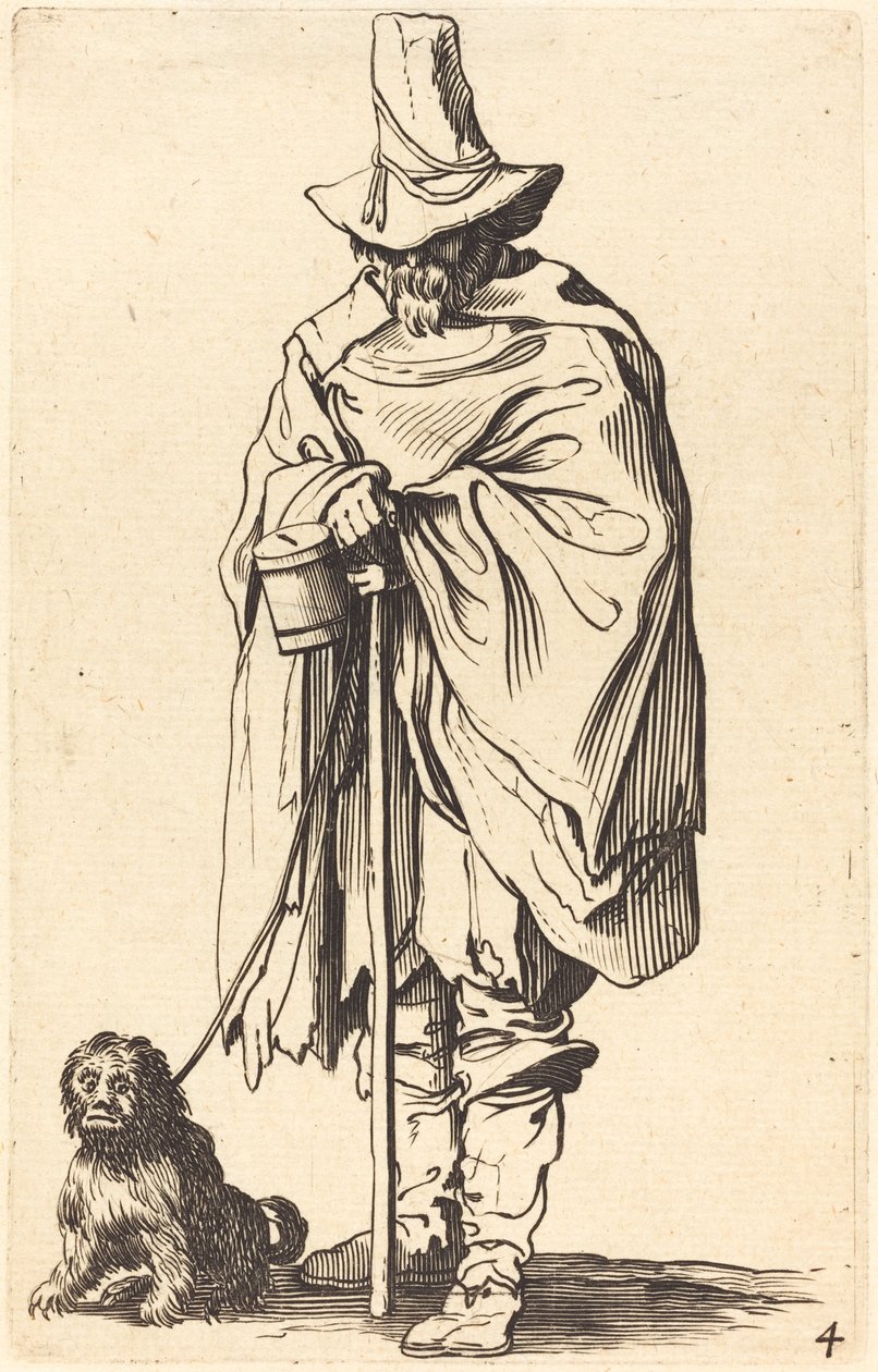 Koldus kutyával alkotó: After Jacques Callot