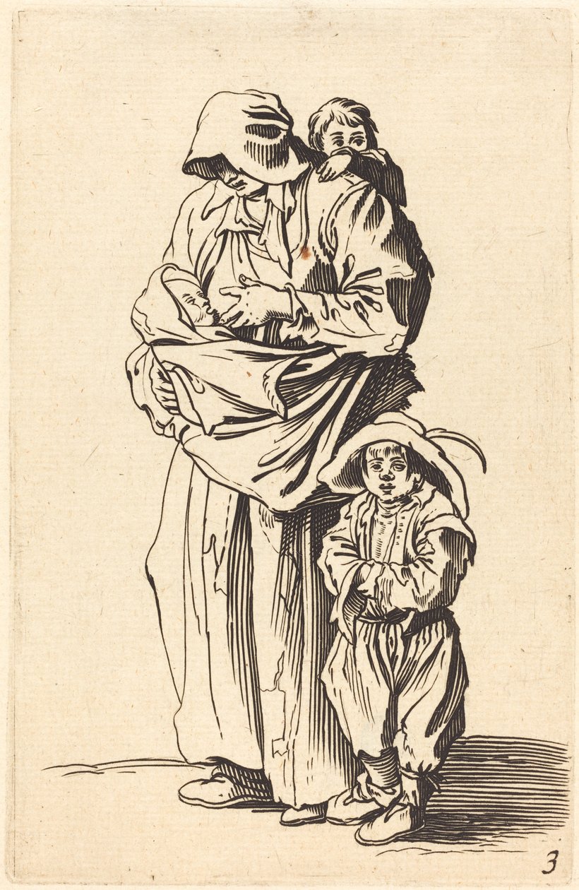 Anya és három gyermek alkotó: After Jacques Callot
