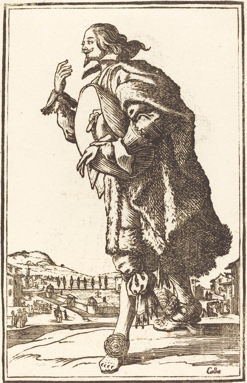 Nemes férfi filckalapban, meghajolva alkotó: After Jacques Callot