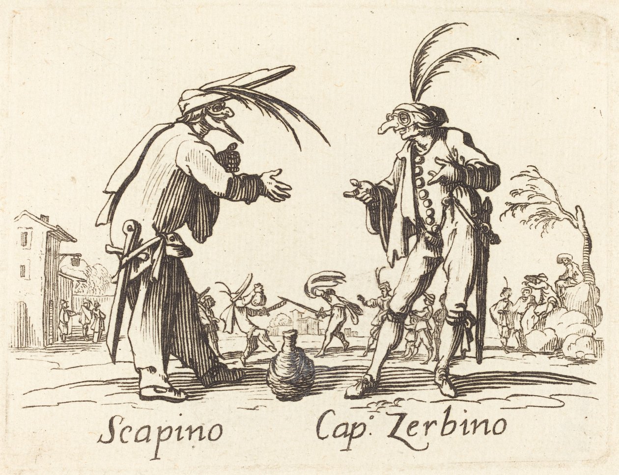 Scapino és Cap. Zerbino alkotó: After Jacques Callot