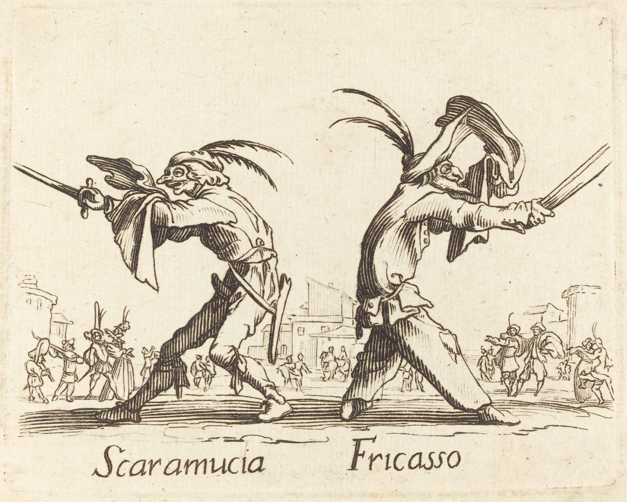 Scaramucia és Fricasso alkotó: After Jacques Callot