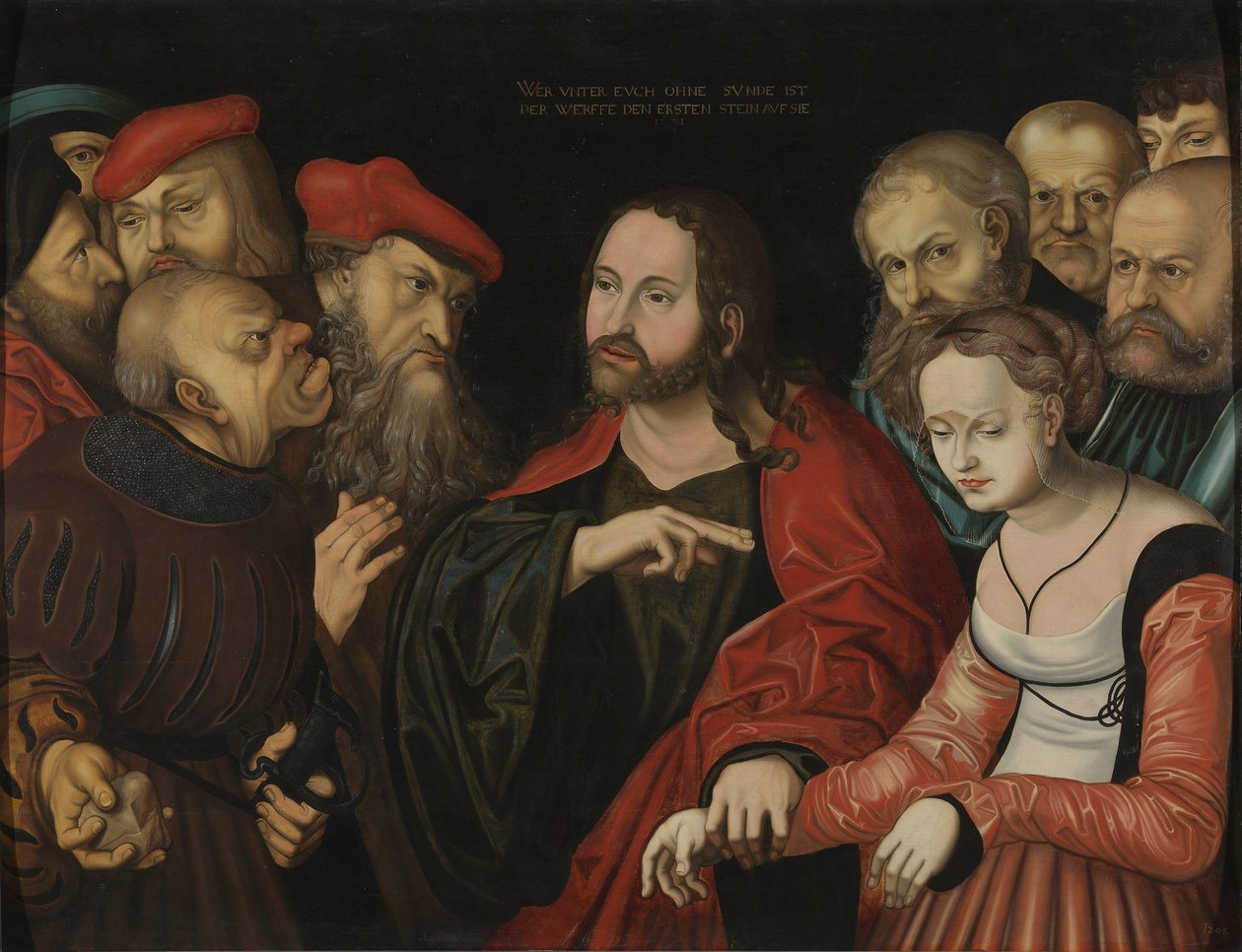 Norvég Bokmål:  Krisztus és a házasságtörő asszony: Krisztus és a házasságtörő nő alkotó: after Lucas Cranach the Elder