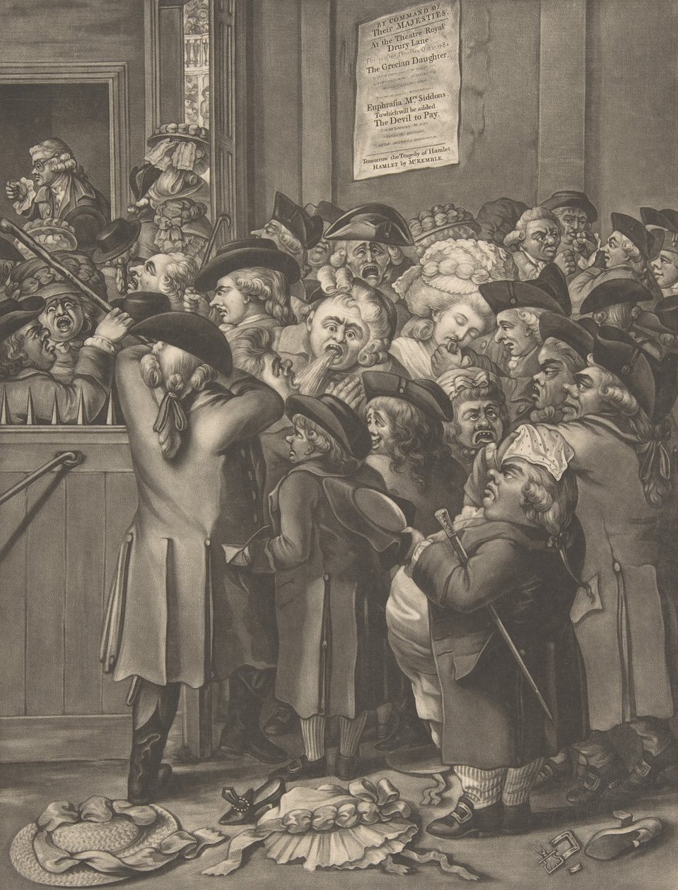 A Pit Door La Porte du Parterre, 1784. november 9. alkotó: After Robert Dighton the Elder.