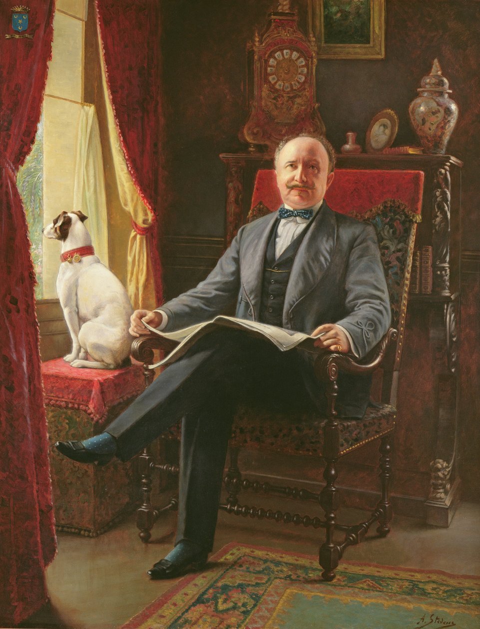 M. le Comte de C. portréja kutyájával alkotó: Agapit Stevens