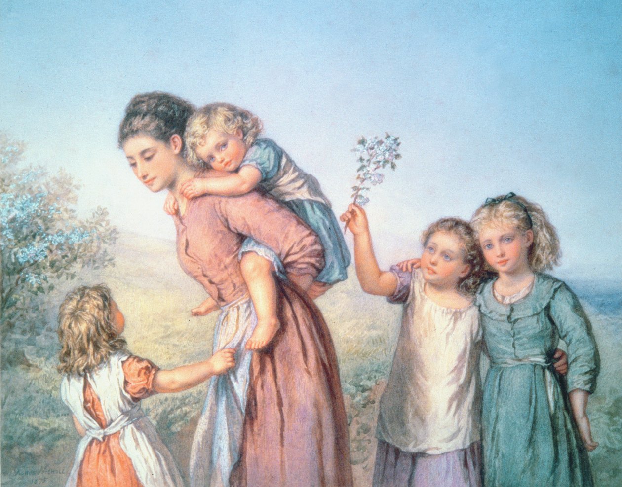 Egy anya gyermekeivel, 1870 alkotó: Agnes Nicholl